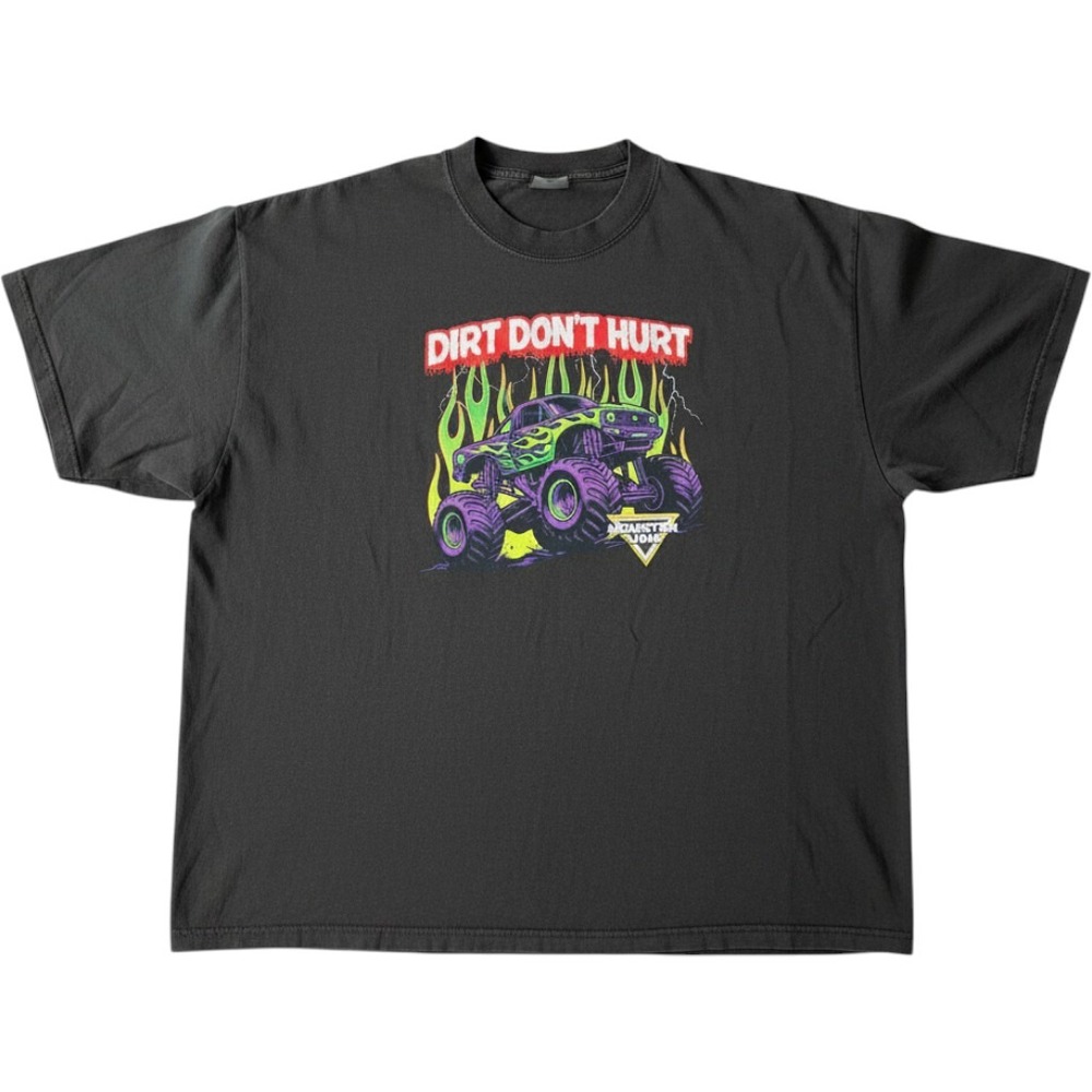 Burnt Toast Shaka Wear Monster Jam Dirt Dont Hurt T-Shirt XL Gray Drop Shoulder